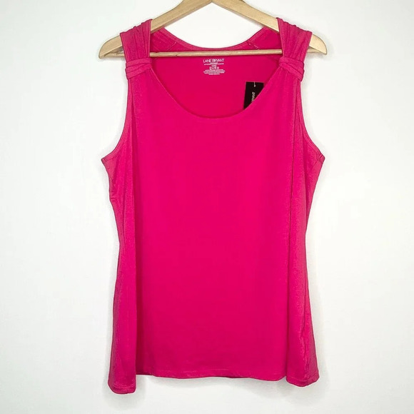 NWT Lane Bryant Bright Pink Sleeveless Tank Top Plus Size 14/16 Scoop Neck - Picture 1 of 8